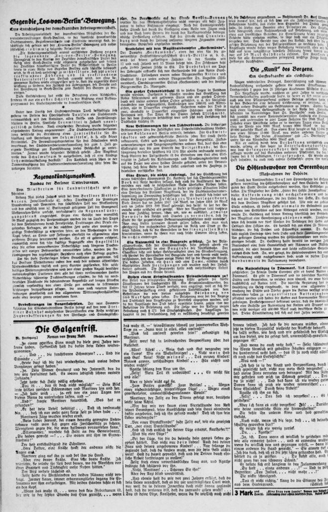 Die Höhlenbewohner von Spreenhagen, Gesamtseite, Berliner Tagblatt, 26.04.1921